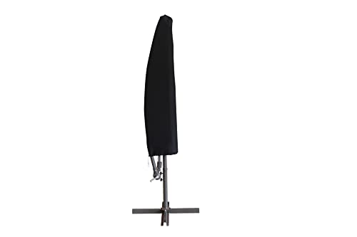 909 OUTDOOR Hangende parasol in zwart 2.5 m hoog, Tuinparasol met stalenframe en hoes, Parasol met zwengelgreep en… - Afbeelding 5