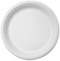 ECOSPIT Disposable Bagasse Plates || Eco-Friendly, Biodegradable, Sugarcane Paper Plates | for Serving Snacks & Dinner || Birthday, Wedding & Party || Round, White (9" Round Plate, 25)