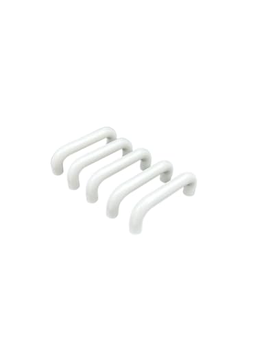 5 maniglie per mobili in plastica, per armadi, cassetti e porte, distanza tra i fori 64 mm, colore: bianco