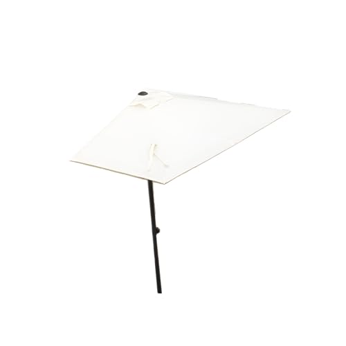 Sombrilla de jardín de 250 cm con manivela, protección UV, semirectangular, para exteriores, diseño resistente de 5 láminas para patio, porche o pared, parasol perfecto para relajarse al aire libre