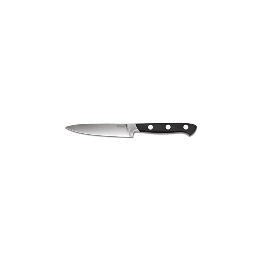 Tarrerias Bonjean Georges Stainless Steel Kitchen Knife Block Set with Paring Knife, Santoku Knife, Steak Knife, Chefs Knife, Bread Knife, and Knife Block, Set of 5, Black