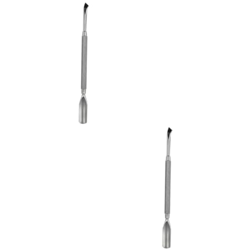 SOESFOUFU 2 Pcs Stainless Steel Nail Cuticle Pusher Set Double-end Exfoliating Scrub Stick Nail Art Polishers Loop Cuticle Pusher Trimmer