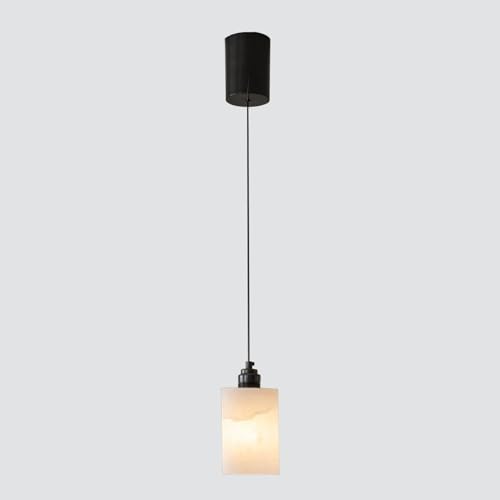 Lámpara colgante de alabastro y metal negro para techo de salón
