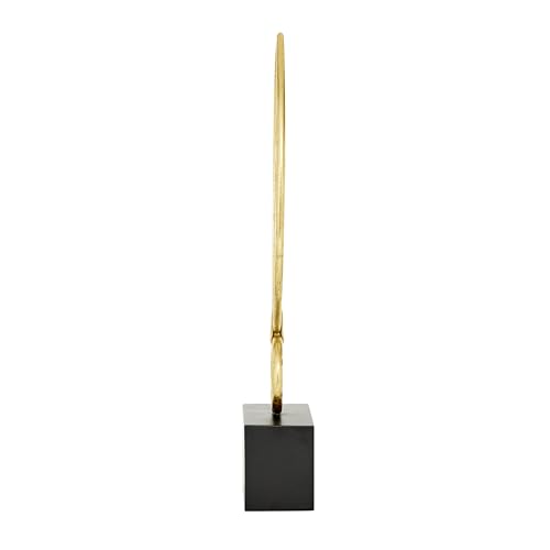 Escultura Decorativa Abstracta de Metal con Base Negra Dorada 8" x 4" x 24" miniatura 4