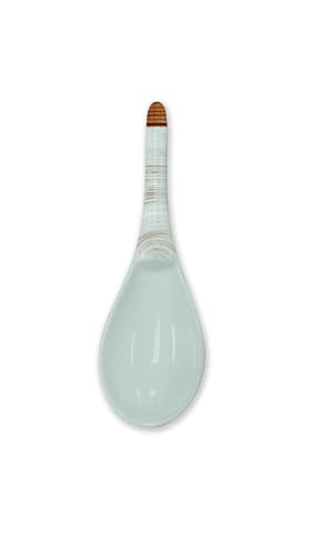 Servewell HARMONY MELAMINE SERVING SPOON 27CM GREEN BROWN IRREGULAR DOT CIRCLE DECAL