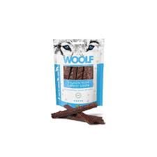 Woolf Snack per Cani, Strisce di Salmone e Carote, 100g