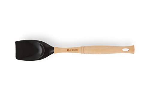 Le Creuset Cucchiaio Spatola da Cucina con Testa Removibile in Silicone,Legno, Lunghezza 32 cm, Nero, 93007603140002