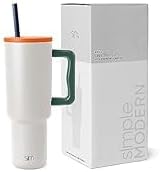 Simple Modern Colección Trek Vaso de 40 fl oz, asa y tapa con popote, botella de agua reutilizable de acero inoxidable, aislada, de viaje, apta para
