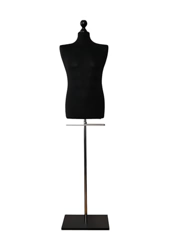 Lusoria Mannequin de couture homme avec porte-pantalon, couleur : noir/pied noir