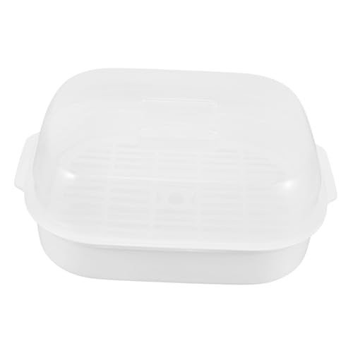 COLLBATH 電子レンジ対応大容量プラスチック蒸し器 蓋付き高耐熱透明蒸しトレイ 野菜 魚 ベビー食品用軽量レンジ蒸し器