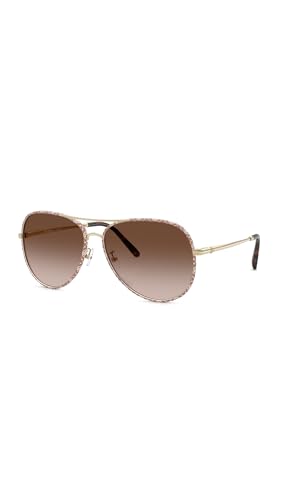 Tory Burch TY 6114 Light Gold Metal Pilot Sunglasses
