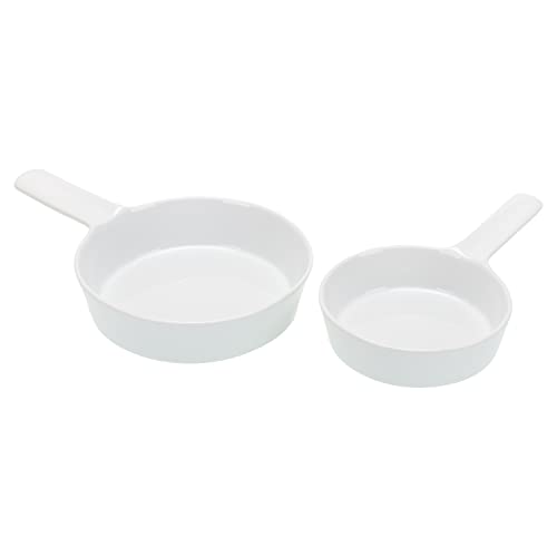 BIA Cordon Bleu Oslo Porcelain Assorted Skillet Set of 2, Medium 28 oz., Large 1.75 qt., White