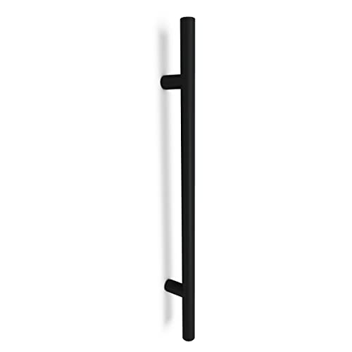 Oppali Negro Acero inoxidable 304 Puerta Delantera Tiradores | Diámetro Del Mango 25mm | Redondo T-Bar | 50cm Longitud Total