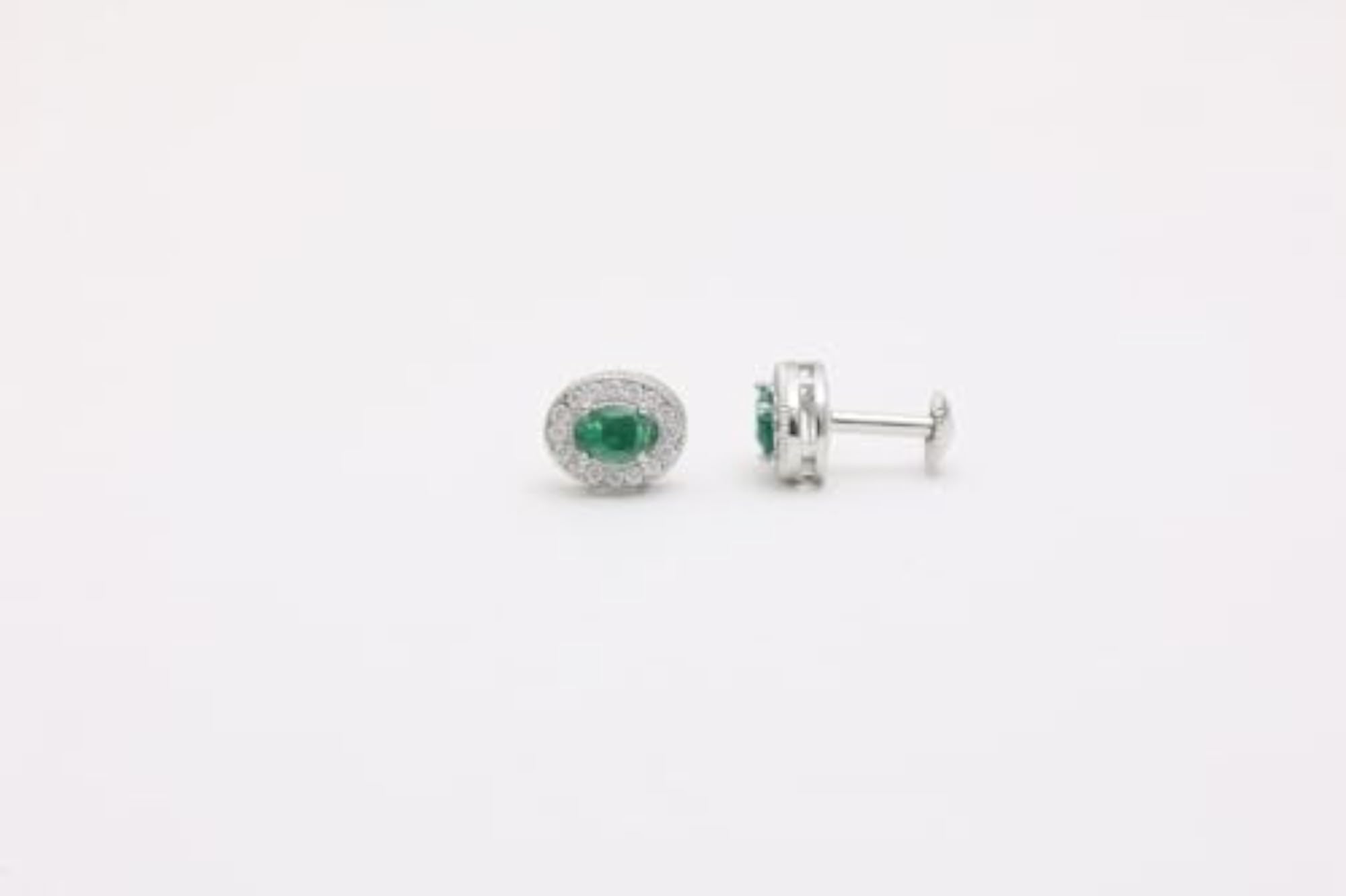 Women's 925 Sterling Silver Emerald Cut Green Halo Studs