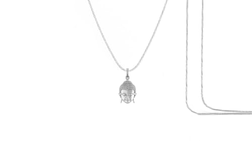 Pendentif Bouddha Gautam en argent sterling 925 avec chaîne corde de 56 cm