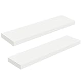 HOOBRO Wandregal, Schweberegal 2er-Set, stabile Wandboards, 80 x 20 x 3,8 cm Hängeregale, mit unsichtbaren Halterungen, für Bad, Schlafzimmer, Küche, Büro, Wohnzimmer, Weiß EWT80BJP201