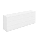 2er Set Komodenschrank für Schlafzimmer 100 cm Breit Kommode Weiß mit 3 Schubladen/Nachtkasten Schubladenkommode Kommode&Sideboard Komoda Weiss für Büro Wohnzimmer Schlafzimmer Flur Möbel/100x40x75CM