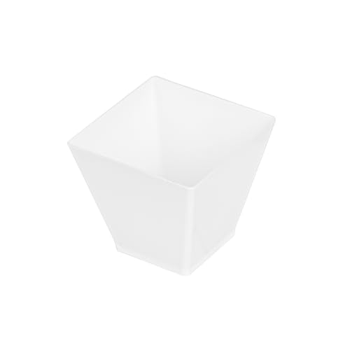 Image of Restaurantware 2 Ounce Appetizer Cups, 100 Square Mini Dessert Cups - Disposable, Recyclable, White Plastic Square Plastic Cups, Mini, For Appetizers Or Desserts - Restaurantware