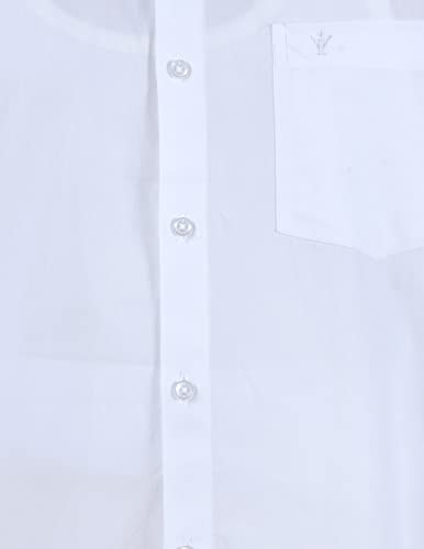 Image of RAMRAJ COTTON Men White Cotton Full Sleeve Collared Shirt
