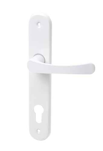 Aqbau® Poignée de porte blanche sur plaque longue 235x38 mm | Ensemble de poignées avec entraxe...