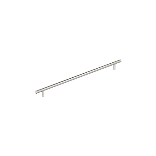 Image of Amerock 16-3 /8 inch Bar Pulls Polished Nickel Drawer Pull | 16-3 /8 inch (416mm) Center-to-Center Mounting Distance and 19-1 /2 inch Overall Length, Durable Carbon Steel Cabinet Hardware