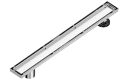 Offset Linear Shower Drain, Shower Drain 60 inch with 2-in-1 Tile Insert Cover, Brushed AISI 304 Stainless Steel Side Outlet Shower Floor Drain with Hair Catcher and Adjustable Feet