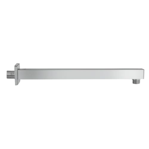 Image of Johnson Square Shower Arm 12 inches long with wall flange | Brass Material | Anti-Corrosion Shower Holder for Overhead Showers | 2 Year Warranty (S0001C2 - Chrome)