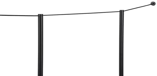 Displays2go Set of (4) 16” QueuePole.Slim Posts, 2 Wall Receptors, w/ 50’ Black Cord - Black (FD16KBK42)