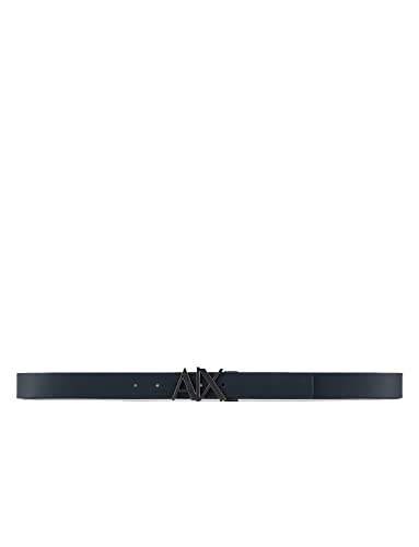 Armani Exchange Herren Bicolor, Buckle Logo Belt, Navy/Truffle, M