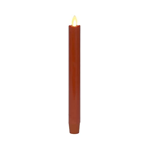 Image of Luminara - Flameless Battery Operated Taper Candle - Burnt Orange - Pack of 1-1x9.5 - LED Flickering Flame - Realistic Safe for Home Kids and Pets