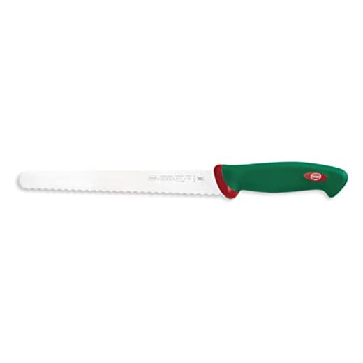 Sanelli Premana Professional Coltello Pane, Acciaio Inossidabile, Verde / Rosso, 37 x 3 x 4 cm