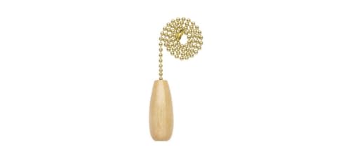 Image of Westinghouse Lighting 77087 Light Fixture Pull Chain With Wooden Handle, Brass