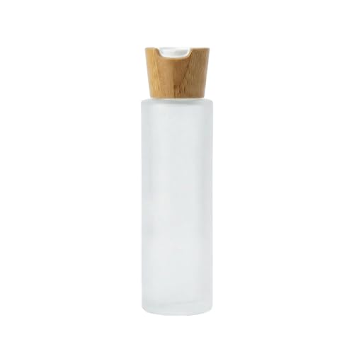 Flacon en verre dépoli 100 ml avec son bouchon en bambou naturel pour huiles et cosmétiques
