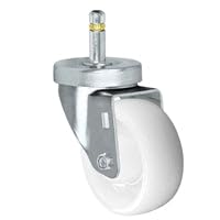 3" X 1-1/4" White Nylon Wheel - Swivel Caster - 7/16" x 1-3/8" Grip Ring Stem Caster - 300 LBS Load Capacity