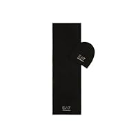 EA7 Emporio Armani Set Cappello, Sciarpa e Mini Borsa shopper, Nero con Logo Oro