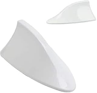 هوائي سيارة بتصميم زعنفة سمكة القرش، من بلاستيك قوى اشارة الراديو لمعظم السيارات - اريال شغال اشارة راديو - ابيض