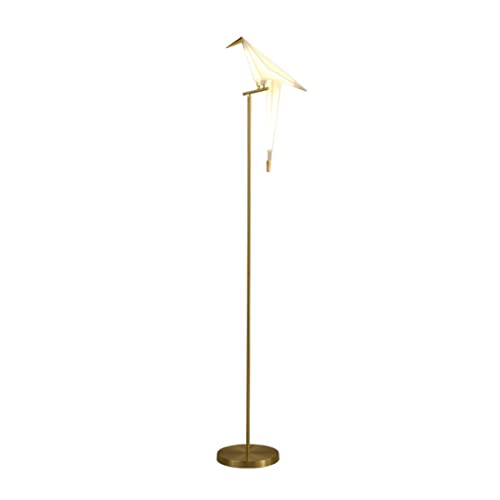 Lámpara de pie industrial Lámpara de pie de pájaro creativa nórdica Pantalla de acrílico Luz de piso para sala de estar Dormitorio Grúa de papel Lámpara de pie de pájaro Lámparas de pie LED (Blue :