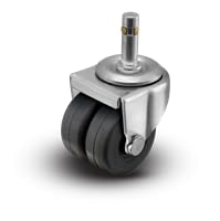 2" Low Profile Swivel Grip Ring Stem Caster - Soft Rubber Dual Wheel - 180 lbs Capacity