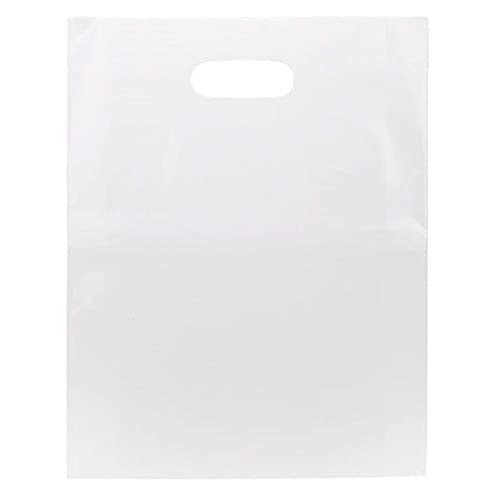 100 Clear Handle Bags 12x15, Extra Thick 2.25 Mil Retail Plastic Shopping Merchandise Gift Bags Tear Resistant Strong Durable Anti Stretch For Small Business LDPE Die Cut, ClearBags, 100% Recyclable by ClearBags - Used condition - US$13.33
