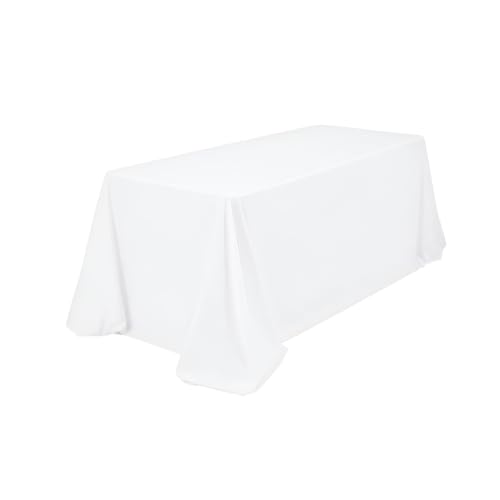 Nappe rectangulaire blanche 229x396 cm en polyester résistant pour table de buffet - 2