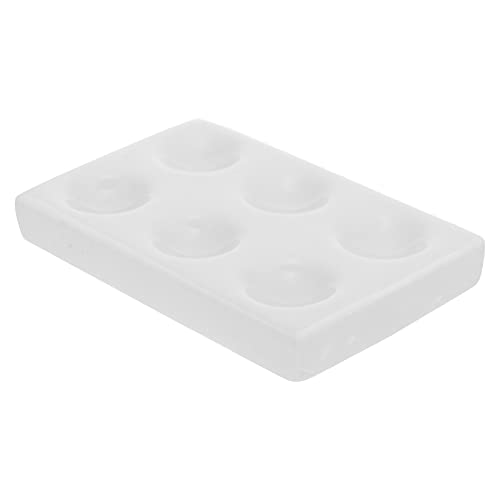 Baluue Depressions Porcelain Spot Plate 6 Wells Scientific Ceramic Spotting Reaction Plate For Laboratory Experiment Chemical Testing White #TOP2