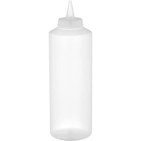 Catergold Plastic Squeezable Sauce Dispenser Coloured Squeeze Bottle 1000ml (Clear) Cover