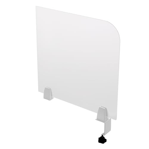 HPDTZ Separador de mesa acrílico con pinza, 43,18 x 45,7 cm, para oficina, escritorio, recepción, mostrador, interior, translúcido, rectangular, montaje hasta 30 mm