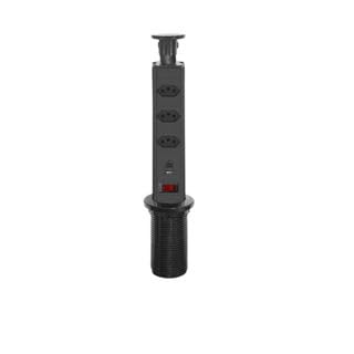 Torre De Tomadas 20A Multiplug com 3 tomadas Usb + Usb C de Embutir Mesa Bancada escritorio (PRETA)