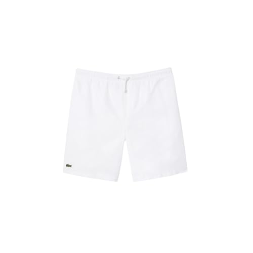 Lacoste Men\'s Sport Lightweight Diamond Taffeta Tennis Shorts, White, Medium