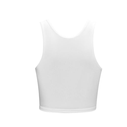 Crop Top Mujer Cuello Tank Top sin Mangas Verano Tops Slim Fit Sport Crop Tops Corsé Top Basic Shirt Camisola Fitness Cosas, Blanco, L