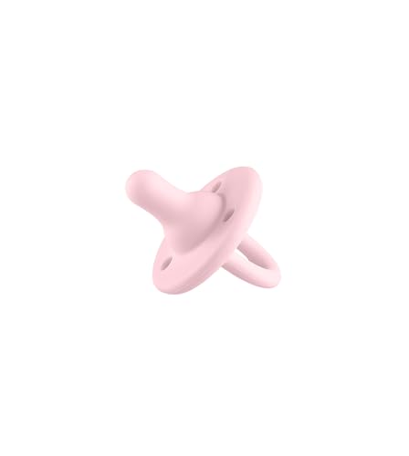 Image of Lee Lee and Me Newborn Pacifier 2-Pack - Powder & Blush - 100% Medical Grade Silicone Paci - Breast-Like Nipple for Natural Latch - Size 0-18 Months