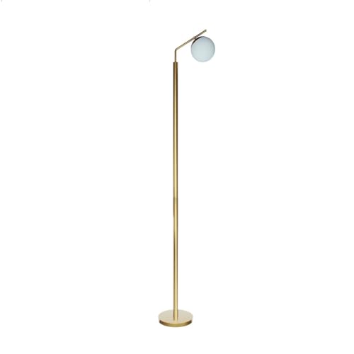 Luminária De Chão Aluminio Com Vidro Globo Fosco Com Lâmpada 3000K Branco Quente Bivolt (Dourado)