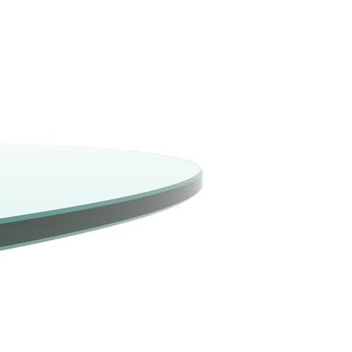 Image of 20 Inch Round Tempered Glass Table Top, 1 /4 Inch Thick Clear Glass with Polished Edge, Safety Glass Circle for Dining Table Top, Desk, Patio Base Replacement
