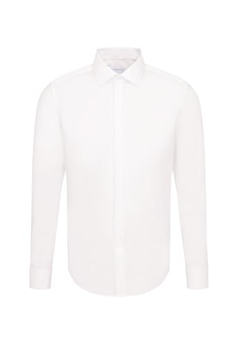 Seidensticker Herren Slim Bügelfrei Kent Langarm Umschlagmanschette Shirt, Ecru, 41 EU